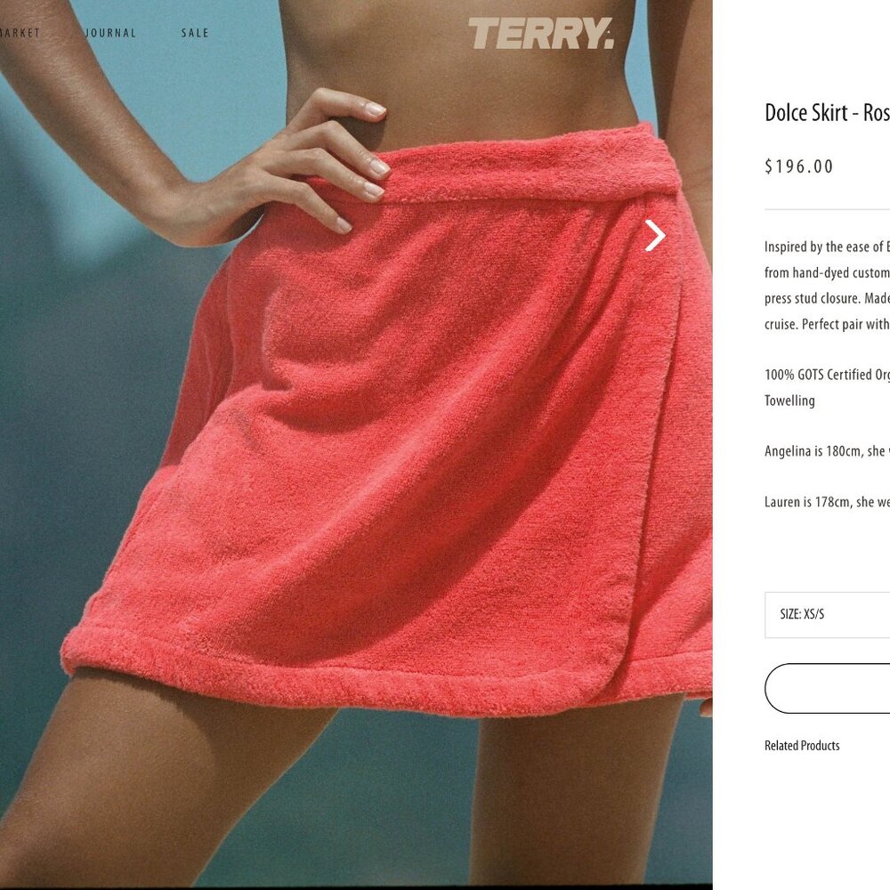 Terry Towelling Wrap Skirt / Swim suit coverup Size M/L